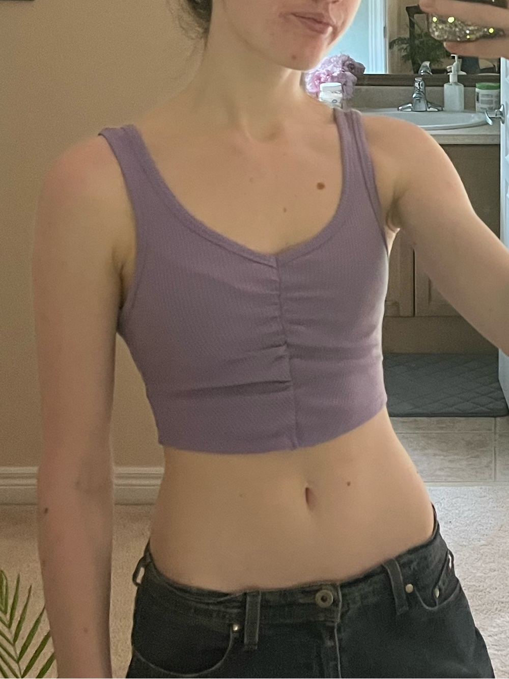 Ardene Lavender Ribbed Cropped Tank Top